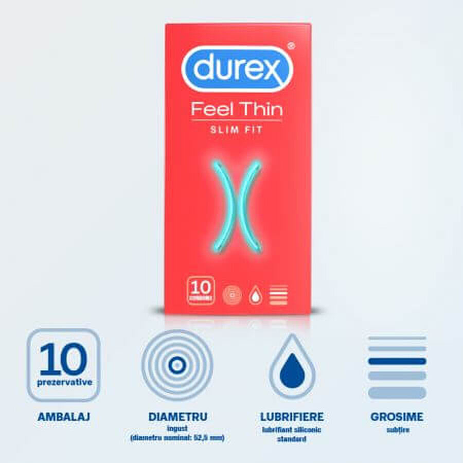 Condoom Feel Thin Slim Fit, 10 stuks, Durex