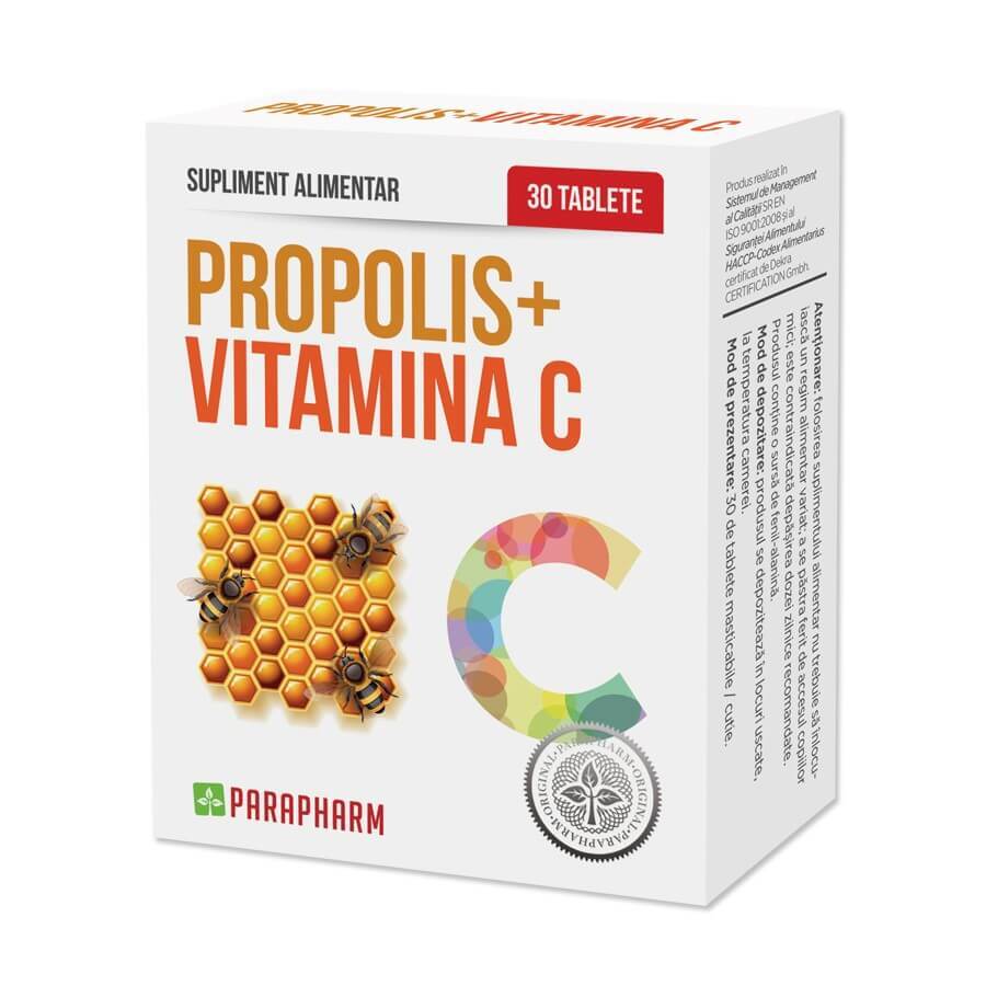 Propolis + Vitamina C, 30 compresse, Parapharm