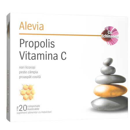 Propolis Vitamin C with Echinacea, 20 chewable tablets, Alevia