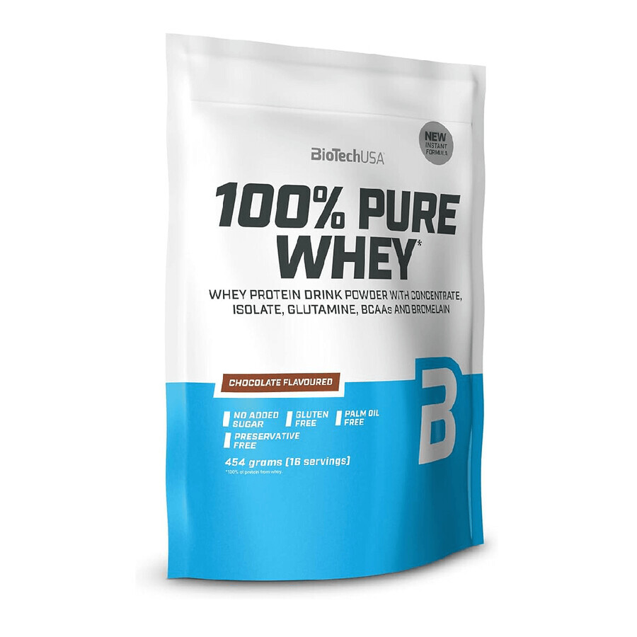 BioTech USA Schokolade 100% reines Molkenprotein-Pulver, 454 g