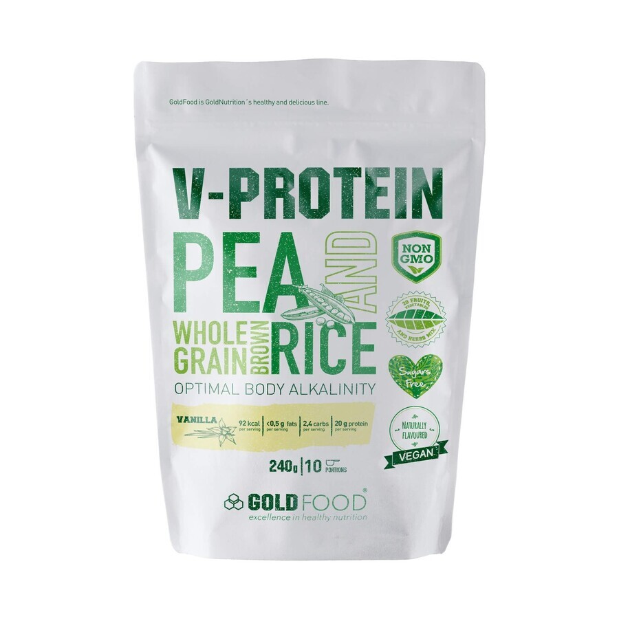 V-Protein Vanille Plantaardig Eiwitpoeder, 240 g, Gold Nutrition