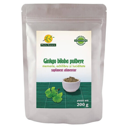 Ginkgo biloba Pulver, 200 g, Phyto Biocare