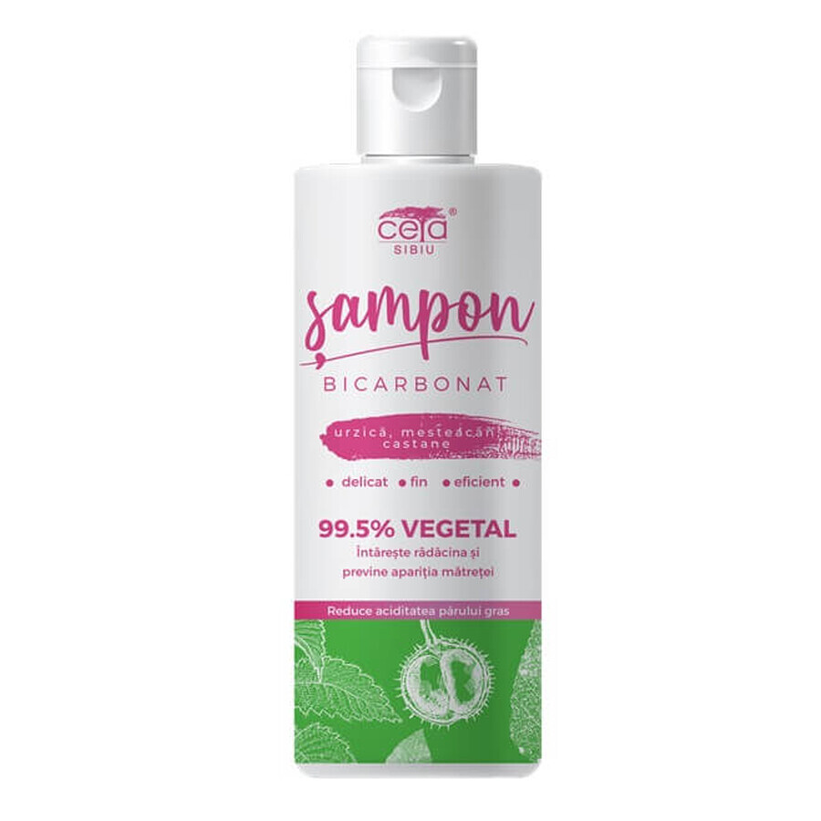 Shampooing 99,5% végétal avec bicarbonate, ortie, bouleau et châtaigne, 200 ml, Ceta Sibiu