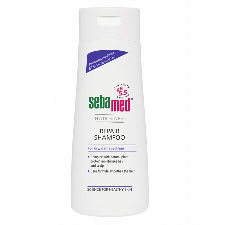 Champú dermatológico nutritivo y reestructurante para cabellos dañados, 200 ml, sebamed