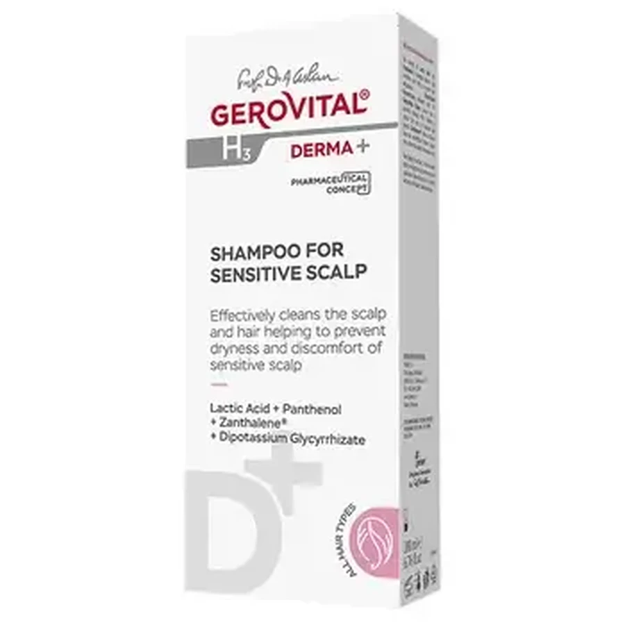 Szampon do wrażliwej skóry głowy Gerovital H3 Derma+, 200 ml, Farmec: ceny i cechy