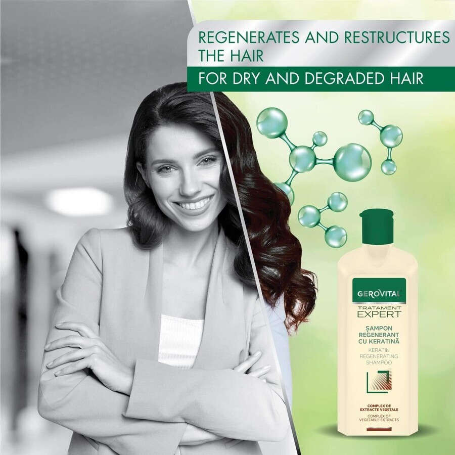 Regenerating shampoo with keratin Gerovital Expert Treatment, 400 ml, Farmec