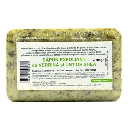 Exfoliërende zeep met verbena en karitéboter, 200 g, Apidava