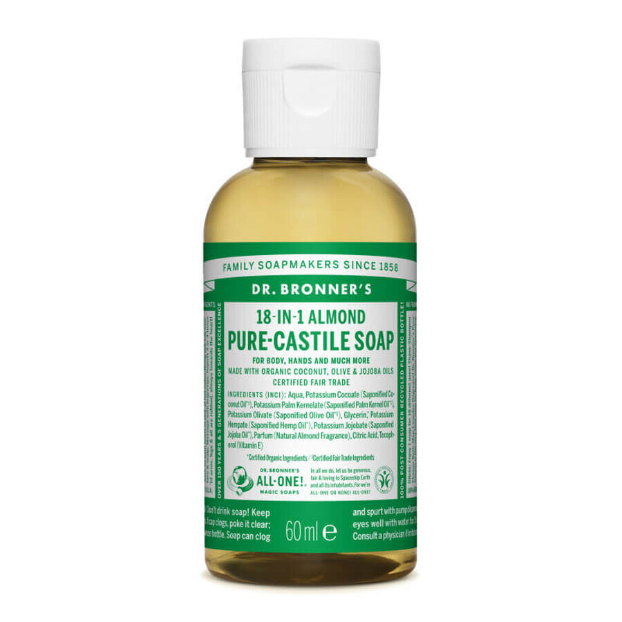 18in1 Travel Magic Flüssige Mandelseife, 60 ml, Dr. Bronner's