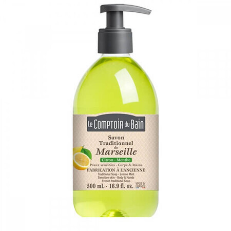 Sapone tradizionale di Marsiglia al profumo di limone e menta, 500 ml, Le Comptoir du Bain