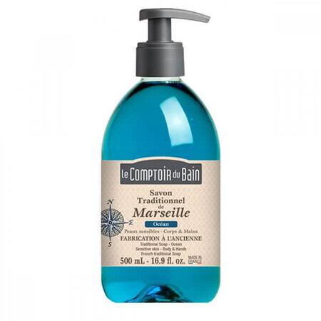 Traditional Marseille soap with Ocean fragrance, 500 ml, Le Comptoir du Bain