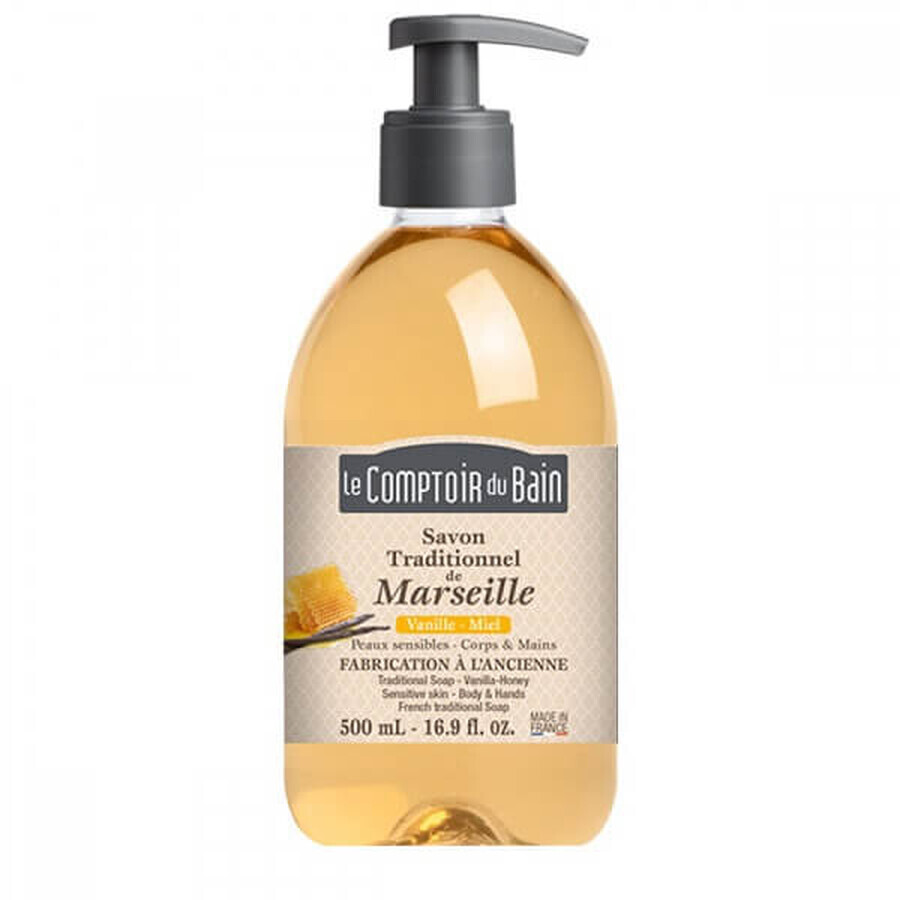 Traditionelle Marseiller Seife mit Vanille-Honig-Duft, 500 ml, Le Comptoir du Bain