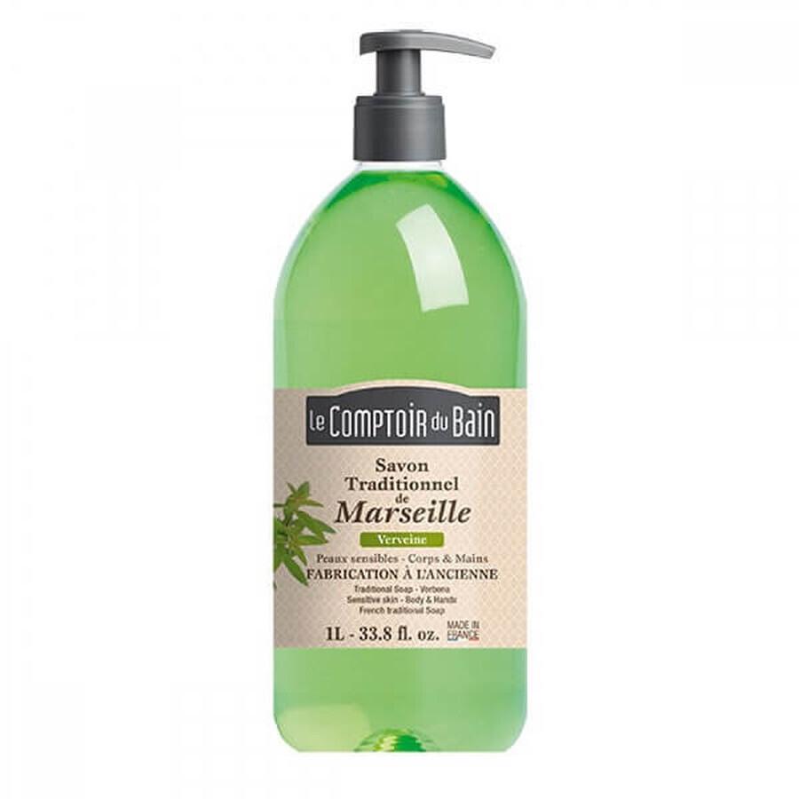 Traditionelle Marseiller Seife mit Eisenkraut-Duft, 1000 ml, Le Comptoir du Bain