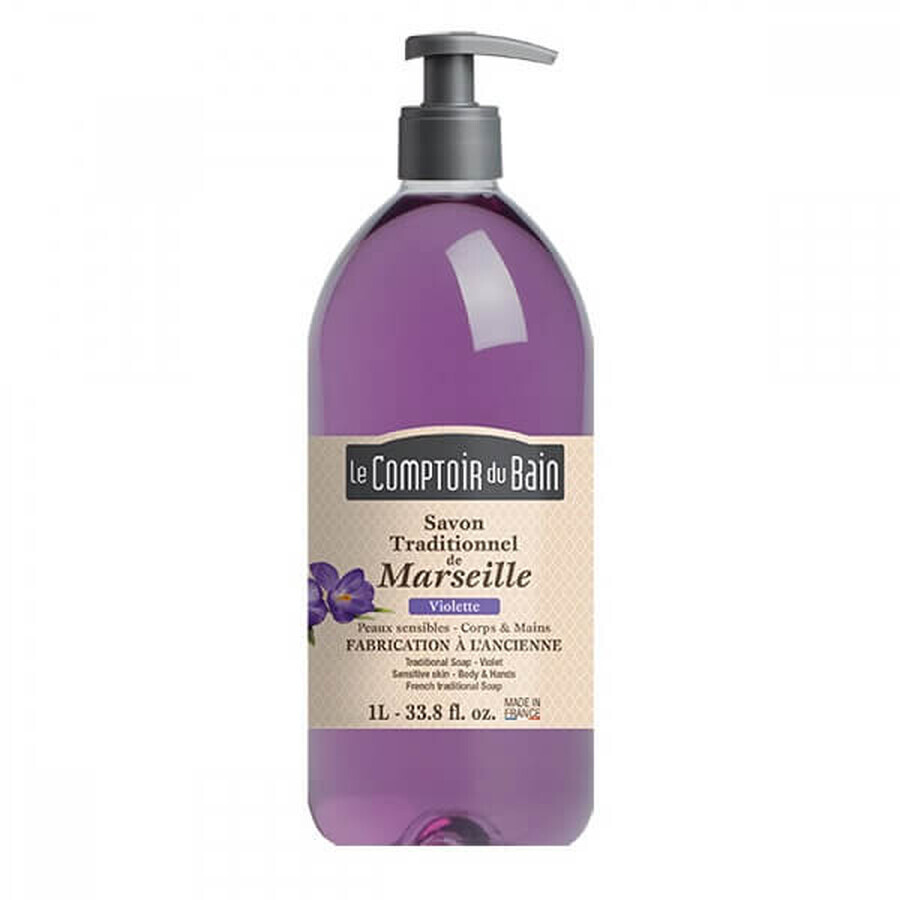 Traditionele Marseille-zeep met viooltjesgeur, 1000 ml, Le Comptoir du Bain