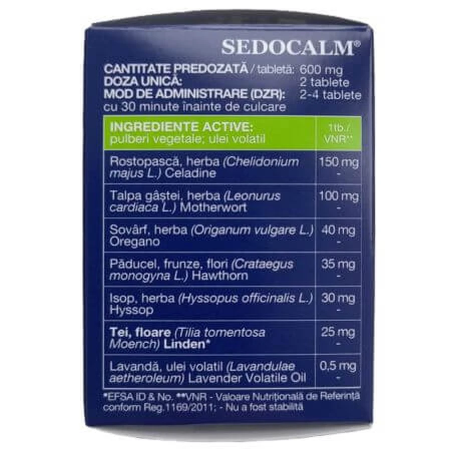 Sedocalm V, 40 tablets, Plantavorel