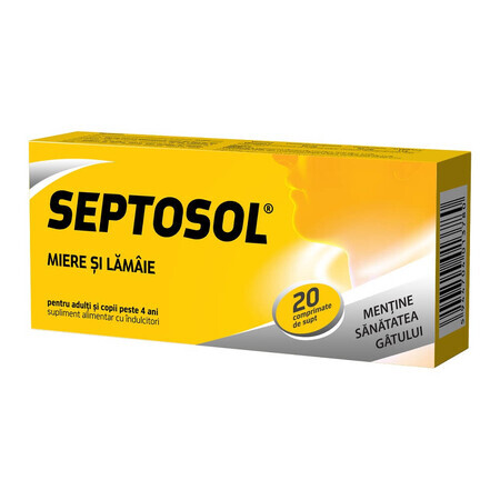 Septosol met honing en citroen Herbaflu, 20 tabletten, Biofarm