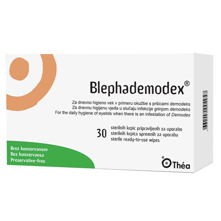 Blephademodex sterile eyelid hygiene wipes, 30 pieces, Thea