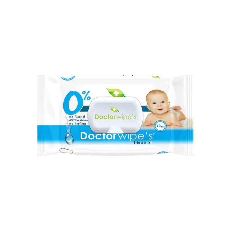 Salviettine umidificate Neutro Baby, 72 pezzi, Doctor Wipe's