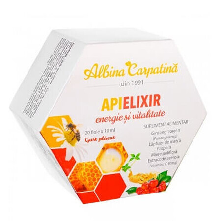 Apielixir énergie et vitalité, 20 ampoules x 10 ml, Apicola Pastoral