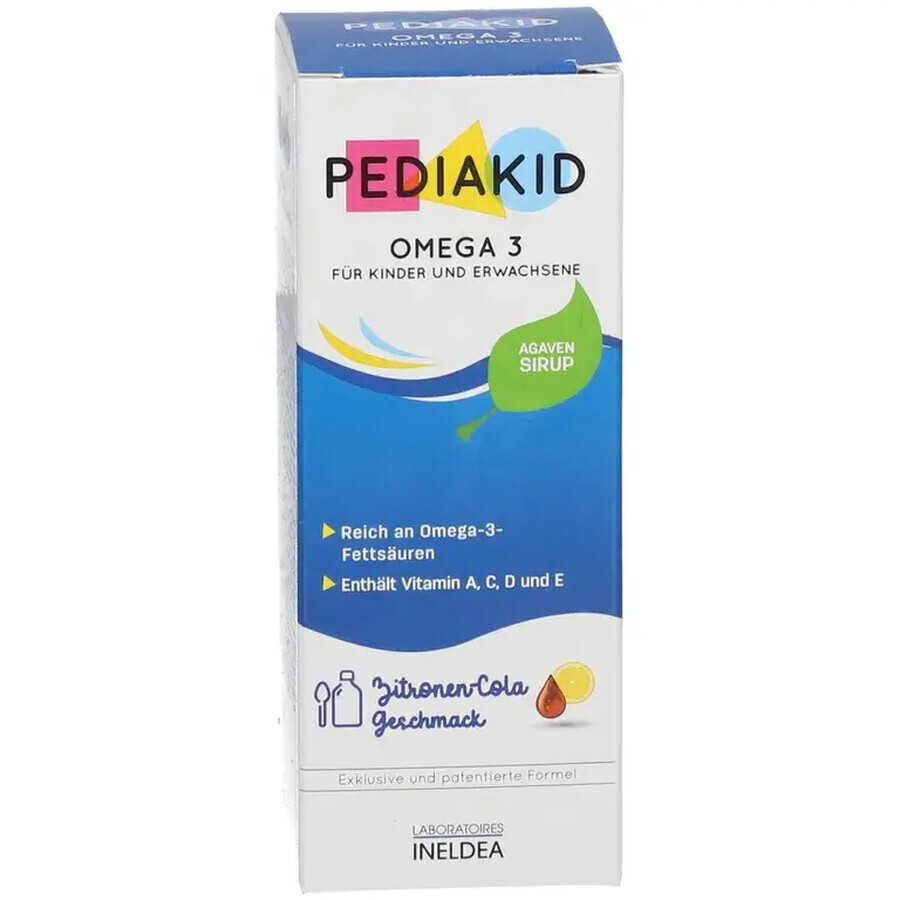 Sirop pour bébé Oméga 3 et Vitamine A,C,D,E au goût de cola, 125 ml, Pediakid