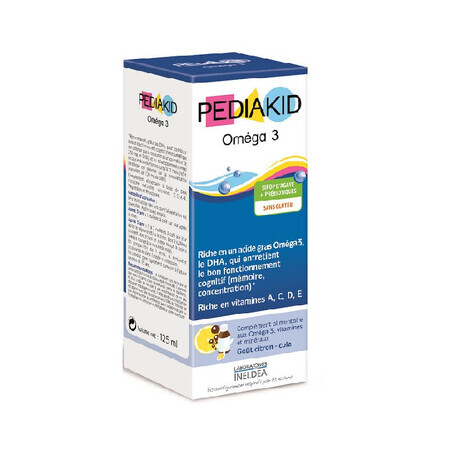 Sirop pour bébé Oméga 3 et Vitamine A,C,D,E au goût de cola, 125 ml, Pediakid