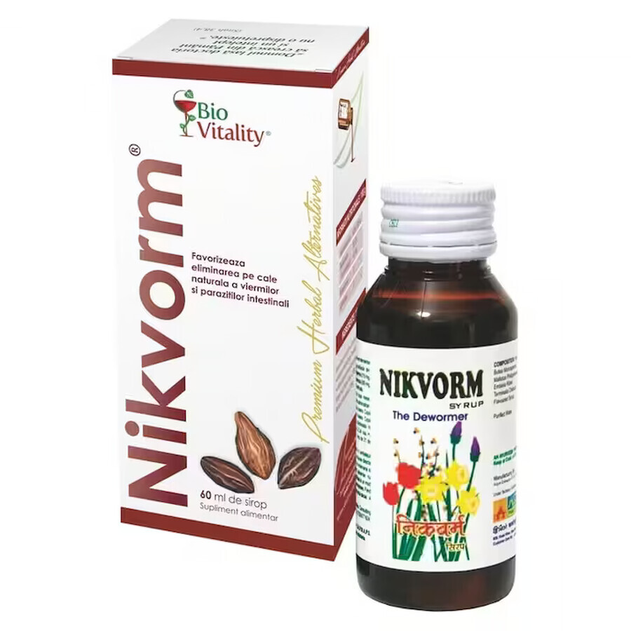 Nikvorm sirop pentru eliminarea paraziților intestinali Bio Vitality, 60 ml