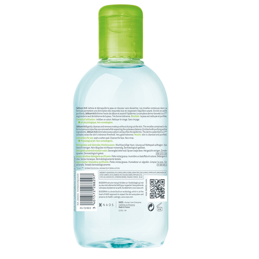 Bioderma Sebium H2O Mizellenlösung für Mischhaut und fettige Haut, 250 ml