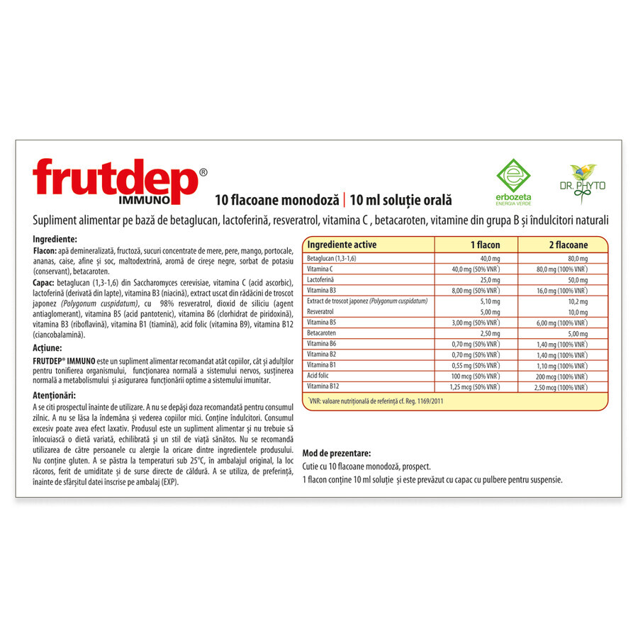 Frutdep Immuno Orale Oplossing, 10 injectieflacons, Dr. Phyto