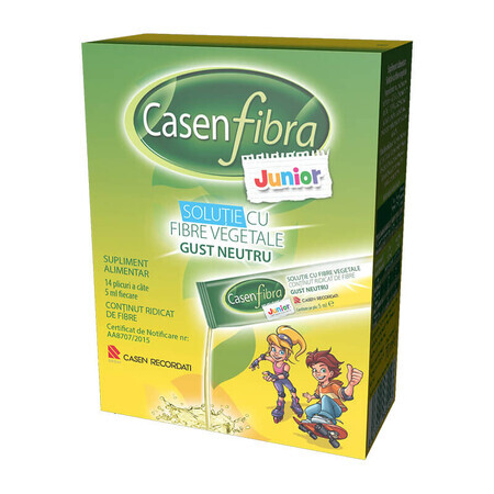 Solutie cu fibre vegetale gust neutru Casen Fibra Junior, 14 plicuri, Casen Recordati