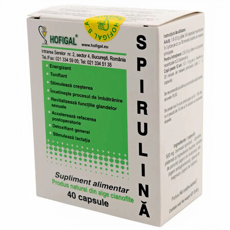 Spirulina 200mg, 40 tabletten, Hofigal