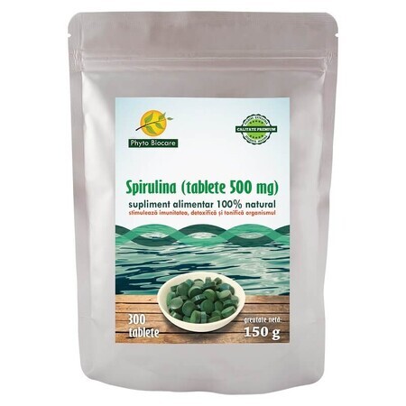 Spirulina 500 mg, 300 tabletten, Phyto Biocare