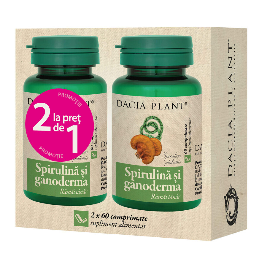 Spirulina and Ganoderma 60 tablets, 1+1, Dacia Plant