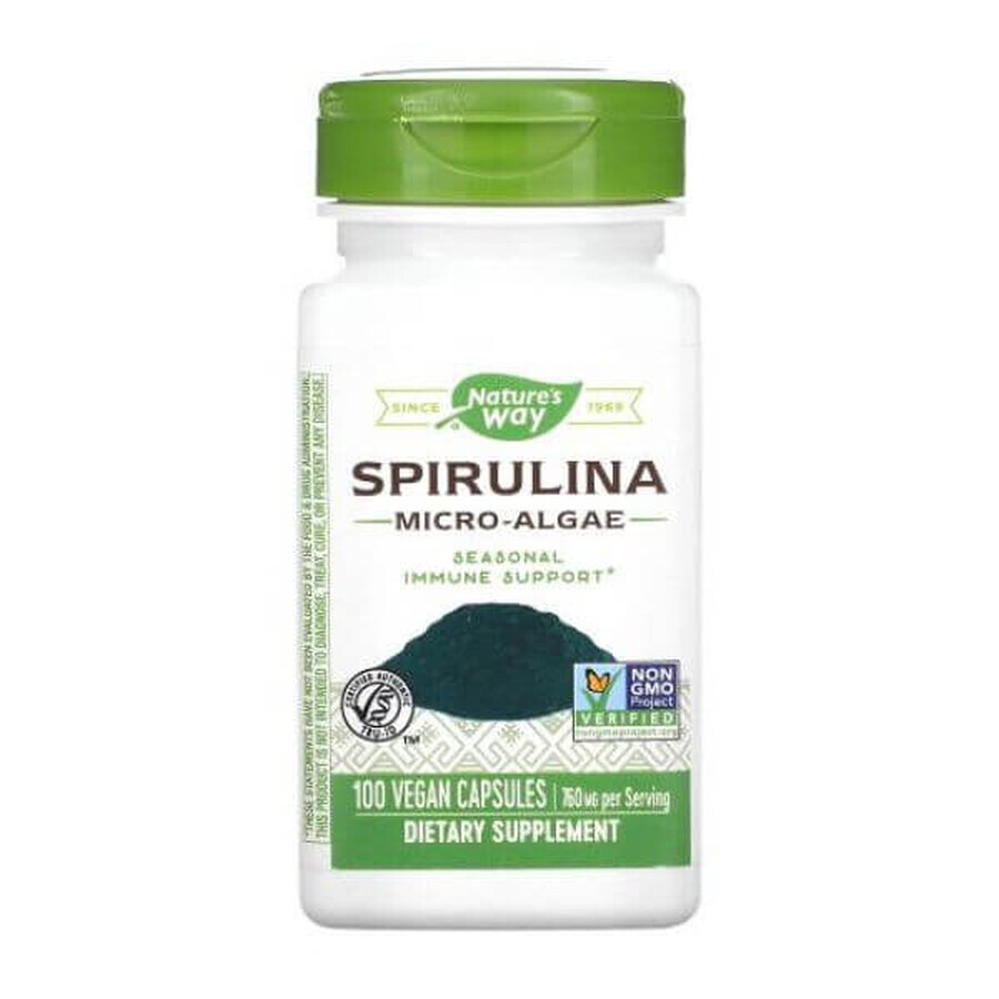 Spirulina Micro Algae 380 mg Natures Way, 100 capsules, Secom