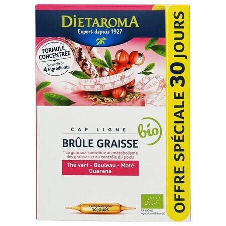 Brucia grassi, estratto di guaranà, tè verde, 30 fiale, Laboratoires Dietaroma