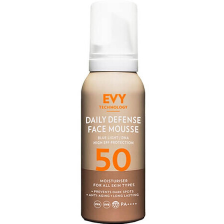 Daily Defence Unisex Gezichtsschuim SPF 50, 75 ml, Evy Technology