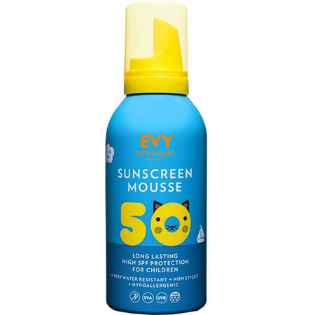 Sunscreen Mousse Crème Solaire SPF 50 Visage Corps Enfants, 150 ml, Evy Technology