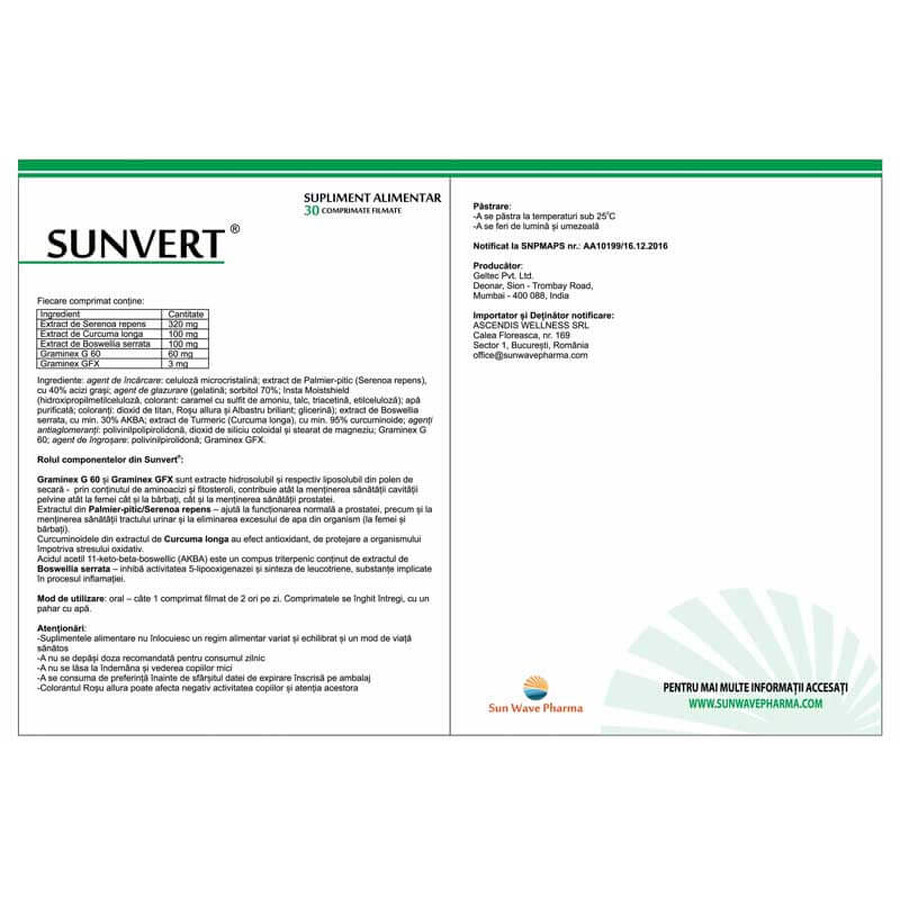 Sunvert, 30 tabletten, Sun Wave