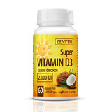 Super vitamin D3 with coconut oil 2,000 IU, 60 capsules, Zenyth