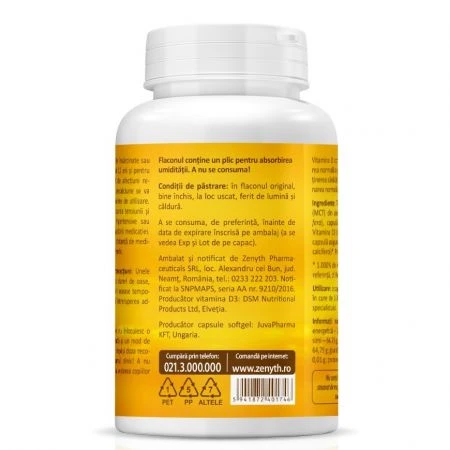 Super Vitamin D3 with coconut oil 2000IU, 120 capsules, Zenyth