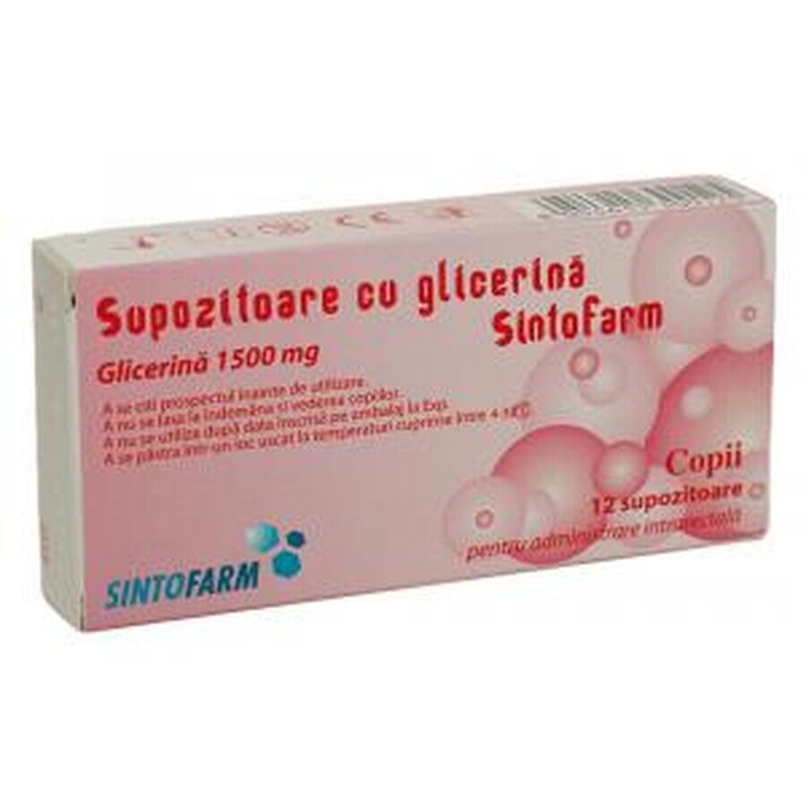 Glycerin suppositories for children 1500 mg, 12 suppositories, Sintofarm