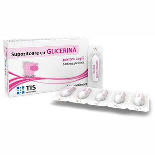 Children's suppositories with Glycerin 1400mg, 10 suppositories, Tis Pharmaceutical