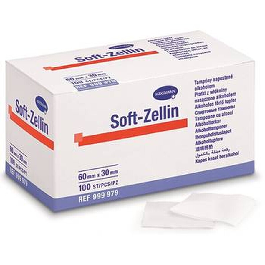 Alcohol geïmpregneerde kompressen Soft-Zellin (999979), 6x3 cm, 100 stuks, Hartmann