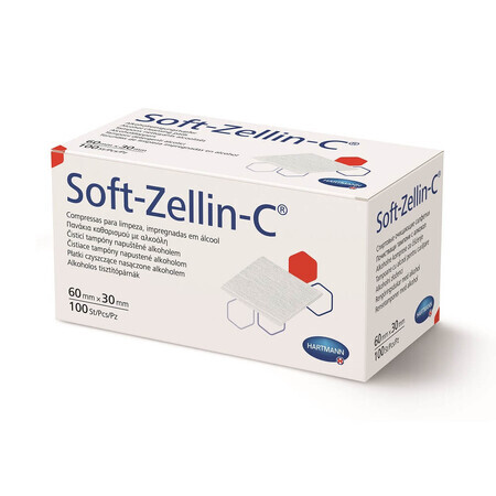 Alcohol geïmpregneerde kompressen Soft-Zellin-C (288887), 60mm x 30mm, 100 stuks, Hartmann