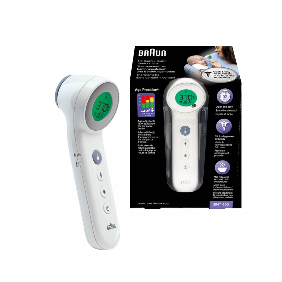 No touch + aanraakthermometer met leeftijdprecisie BNT400, Braun