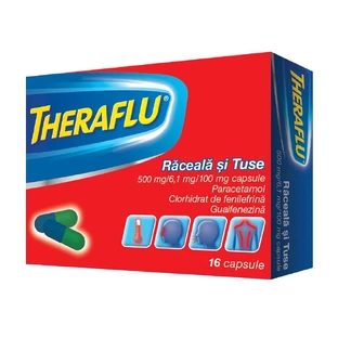 Theraflu Cold and Cough 500 mg/6.1 mg/100 mg, 16 capsules, Gsk