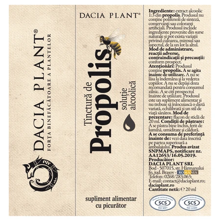 Propolis Tincture, 20 ml, Dacia Plant