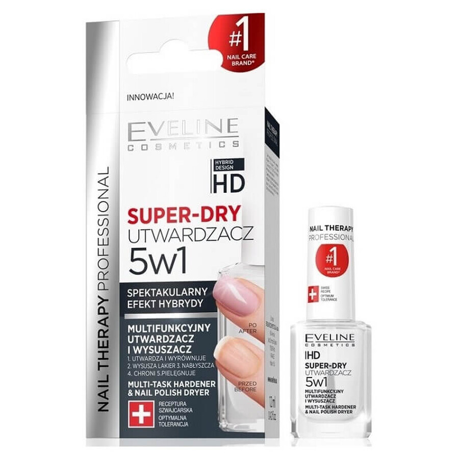 Top Coat Super Dry Nail Therapy Professional 5 en 1, 12 ml, Eveline Cosmetics