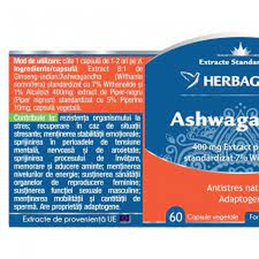 Ashwagandha, 60 gélules, Herbagetica