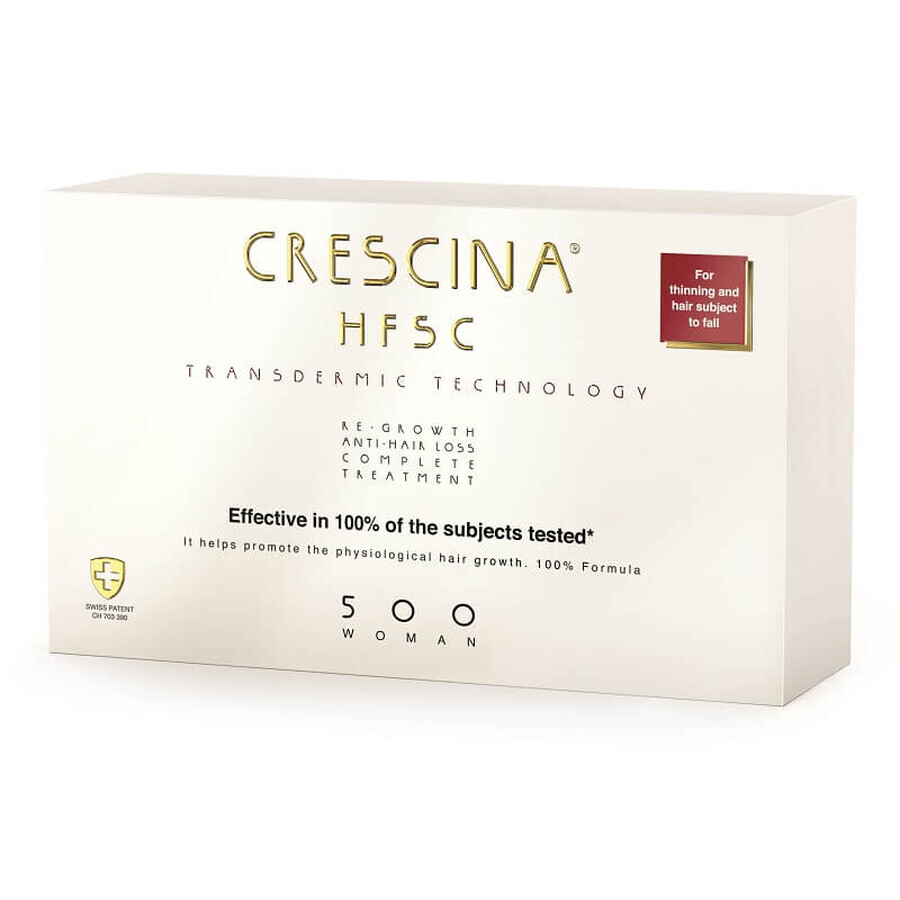 Complete behandeling Crescina Transdermic Re-Growth HFSC 500 WOMAN, 10 ampullen + 10 flacons, Labo