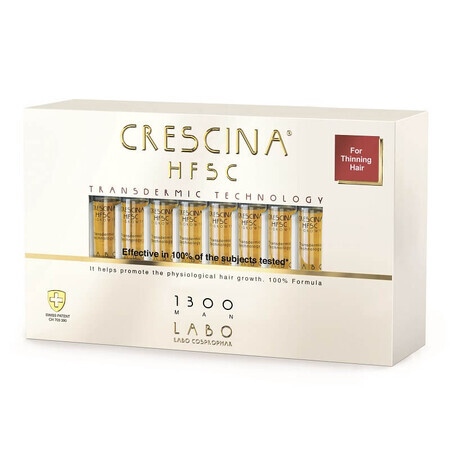 Crescina Traitement transdermique de repousse HFSC 1300 MAN, 20 flacons, Labo