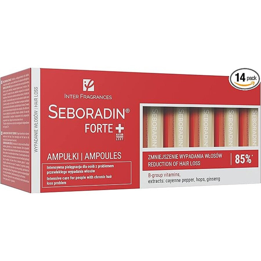 Trattamento contro la caduta dei capelli Seboradin Forte, 14 fiale x 5,5 ml, Lara